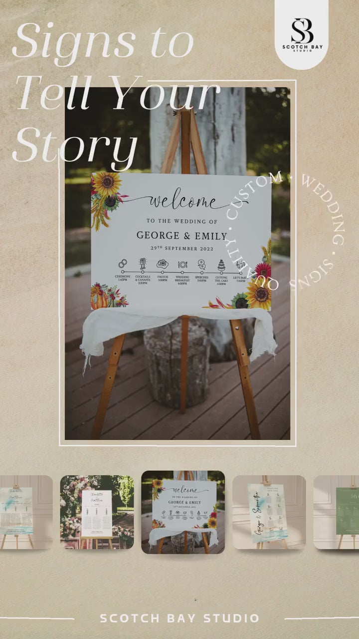 Seascape Wedding Table Plan: Coastal Watercolour Design