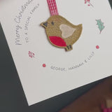 Special Family Christmas Card, Embroidered Robin Tree Decoration, Christmas Keepsake, Robin Christmas Card, Special Family, Special Couple