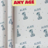 Birthday Wrapping Paper, Personalised Name and Age Gift Wrap, Kids Birthday Wrapping Paper, Any Age Gift Wrap