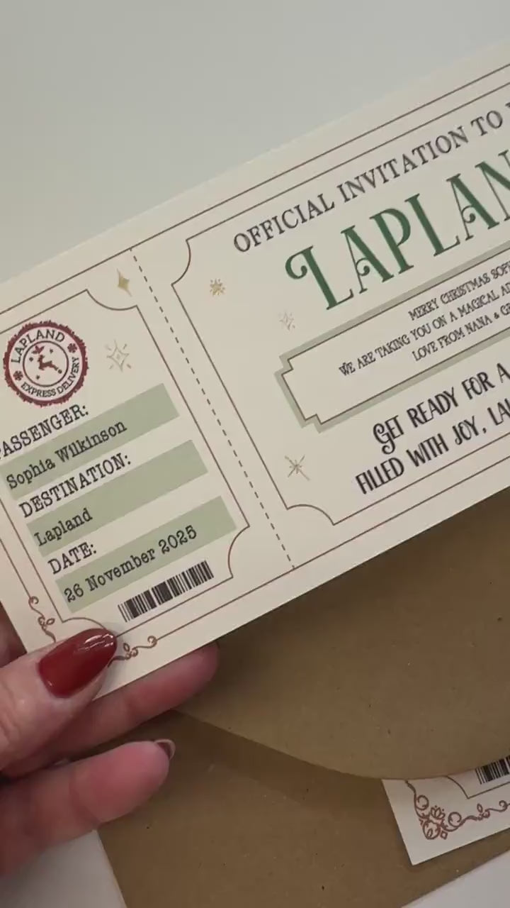 Lapland Boarding Pass, Personalised Lapland Ticket, Christmas Surprise, Holiday Reveal, Magical Adventure Gift for Kids