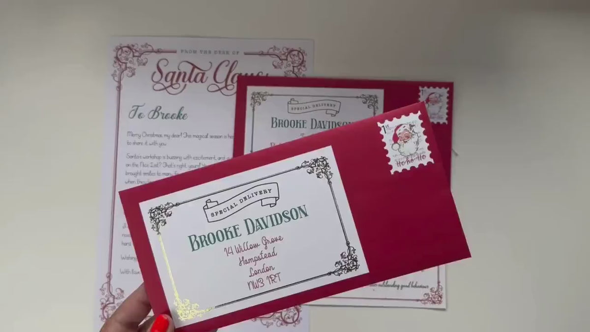 Personalised Letter From Santa, Real Gold Foil Envelope, Father Christmas Letter, Nice List Certificate, Stocking Filler, Unique Gift.