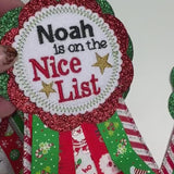 Nice List Embroidered Badge, Santa Badge, Nice List, Naughty List, Christmas Badge, Christmas Eve Box, Reusable Nice List Badge, Elf Gift.