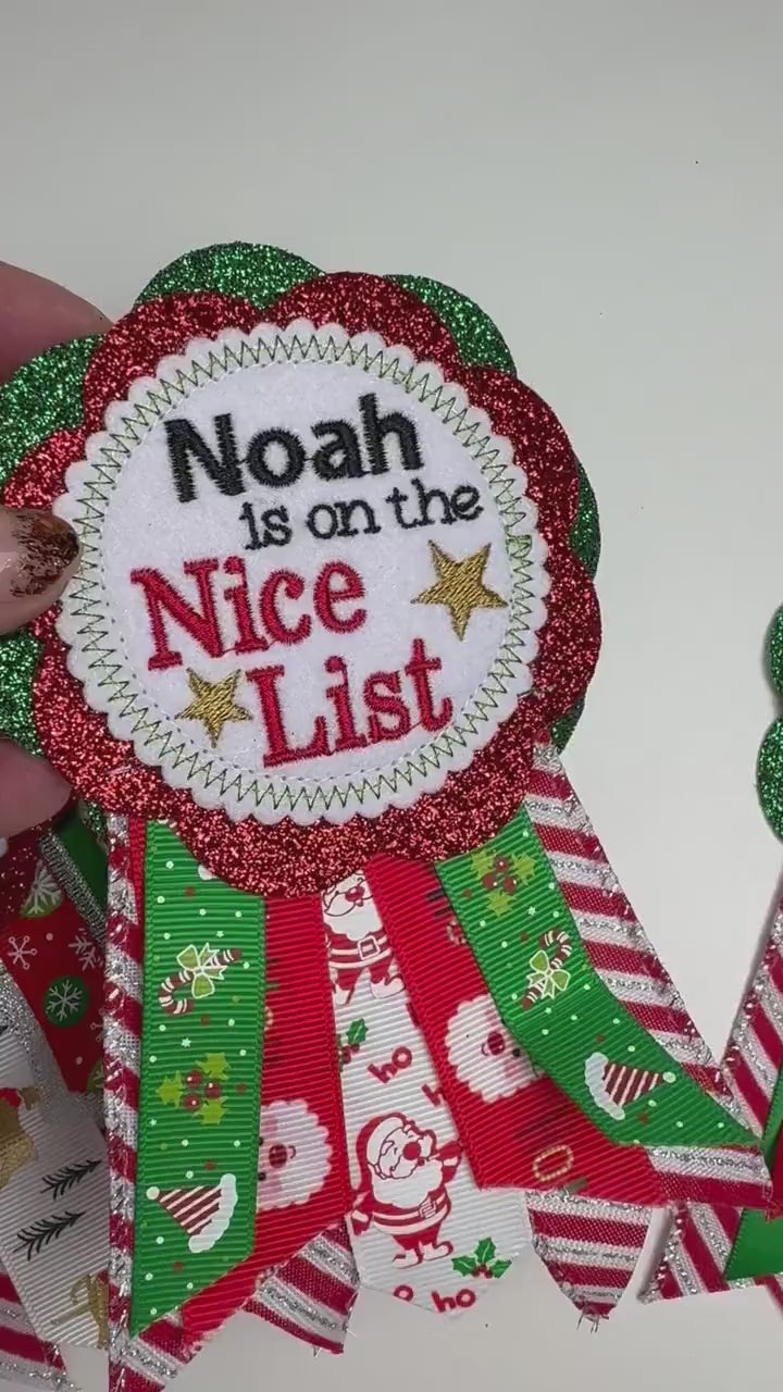 Nice List Embroidered Badge, Santa Badge, Nice List, Naughty List, Christmas Badge, Christmas Eve Box, Reusable Nice List Badge, Elf Gift.