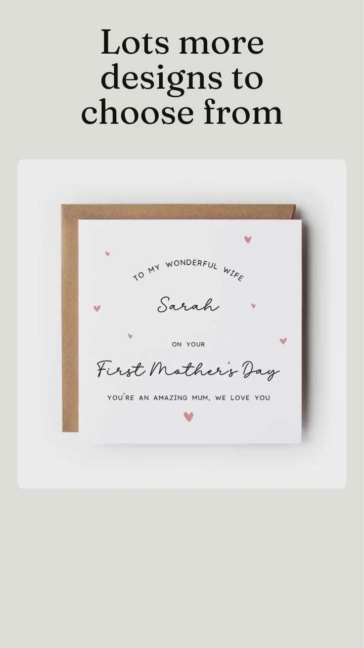 First Mother’s Day Card for my Wife, New Mum, Heart Design