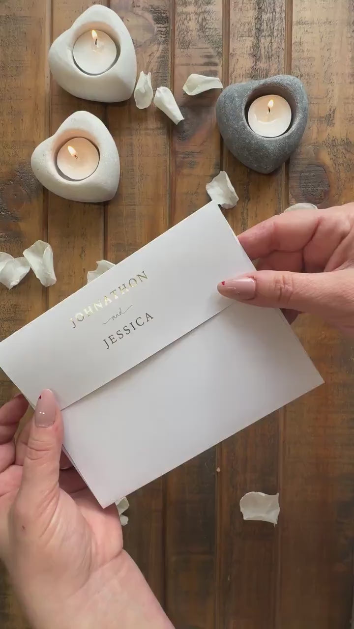 Personalised Gold Foil Wedding Invitation Set with Custom Venue Illustration