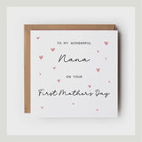 First Mother’s Day card, Nana, Grandma, Gigi or any Name, Watercolour Heart Design