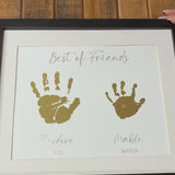 Personalised Gold Foil Handprint Art, Sibling Friends Keepsake Print