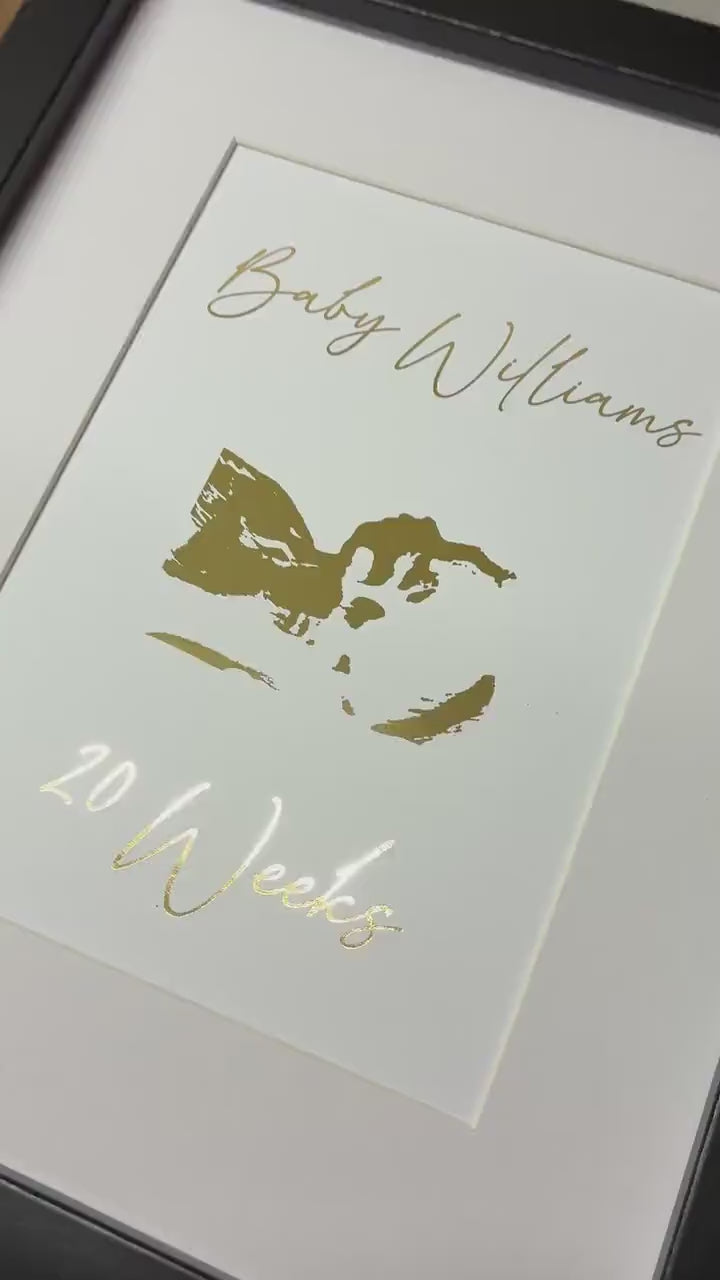 Personalised Ultrasound Keepsake Print in Gold/Silver Foil