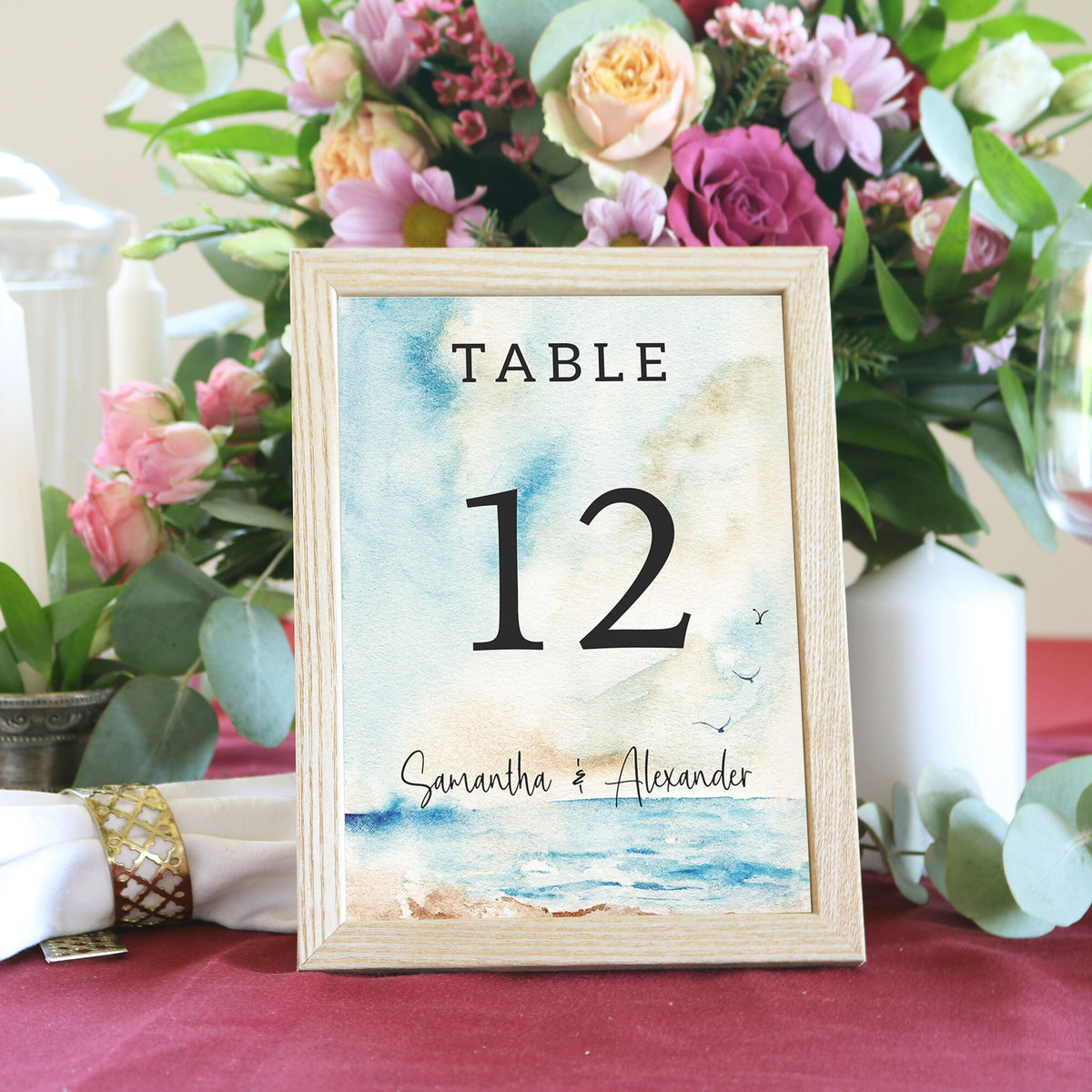 Seascape Wedding Table Numbers, Coastal Wedding Table Numbers, Wedding Table Sign Cards, Sea Table Numbers, Beach Table Name Cards.