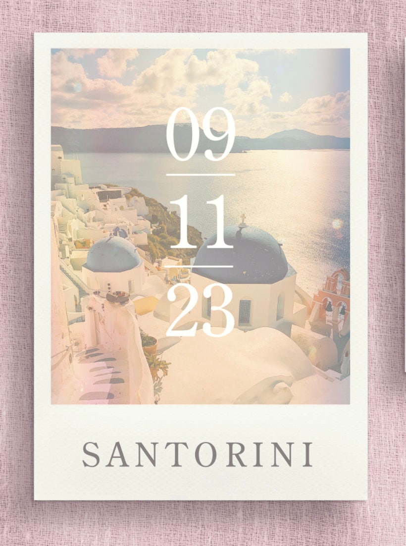 Santorini Save The Date Invitations | Greece Wedding | Destination Wedding | Beach Wedding | Seaside | Abroad Wedding | Full Set Available.