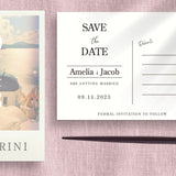 Santorini Save The Date Invitations | Greece Wedding | Destination Wedding | Beach Wedding | Seaside | Abroad Wedding | Full Set Available.