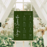 Forest Green, Wedding Table Plan, Personalised Calligraphy Seating Plan, Modern Theme, Table Plan, A1 & A2, Wedding Decor, Aisle Decor.