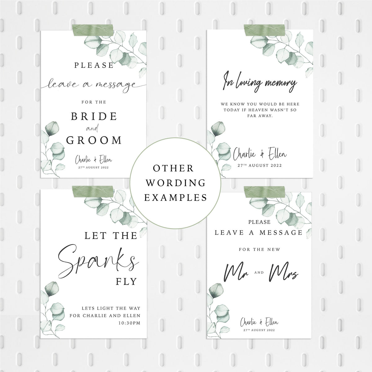 Personalised Wedding Information Signs, Eucalyptus Leaves, Flip Flops, Memorial, Guest Book, Aisle Decor, Wedding Decor, Foliage.