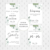 Personalised Wedding Information Signs, Eucalyptus Leaves, Flip Flops, Memorial, Guest Book, Aisle Decor, Wedding Decor, Foliage.