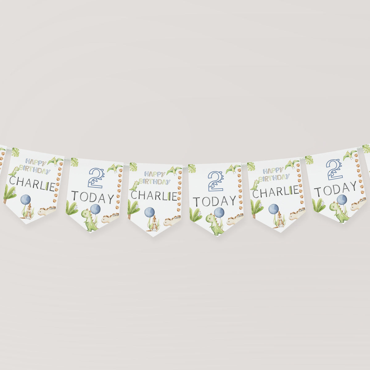 Personalised Dinosaur Birthday Bunting, Party Decor, Birthday Party, Dinosaur Birthday, Children's Party Decoration, Kids Birthday Banner,