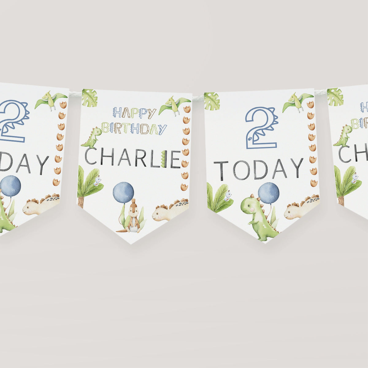 Personalised Dinosaur Birthday Bunting, Party Decor, Birthday Party, Dinosaur Birthday, Children's Party Decoration, Kids Birthday Banner,