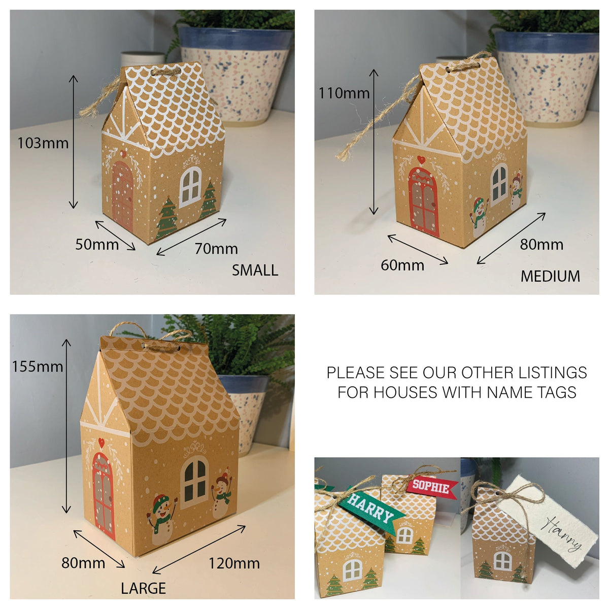 Christmas House Favour Boxes, Mini Gift Boxes, Name Place Boxes, Place Names, Christmas, Table Decor, Cookie Boxes, Sweet Boxes, Advent Box.