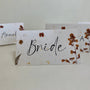 Pressed Flower Wedding Place Cards, Gold and Silver Fleck Card, Handmade Paper, Personalised Calligraphy Place Settings, Wedding Table Decor