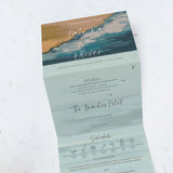 Beachcomber Concertina Seascape Wedding Invitation, Postcard Perforated RSVP, Destination Wedding, Beach Wedding, Tri Fold Invite, Coastal.