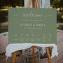 Sage Wedding Welcome Sign, Wedding Schedule, A1 Wedding Sign, Calligraphy Wedding Signage, Modern Welcome Sign, Wedding Decor, Aisle Decor.
