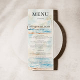 Seascape Wedding Menu Card With Name Tag, Beach Wedding Menu, Wedding Menu With Place Name, Wedding Place Names, Wedding Place Setting.