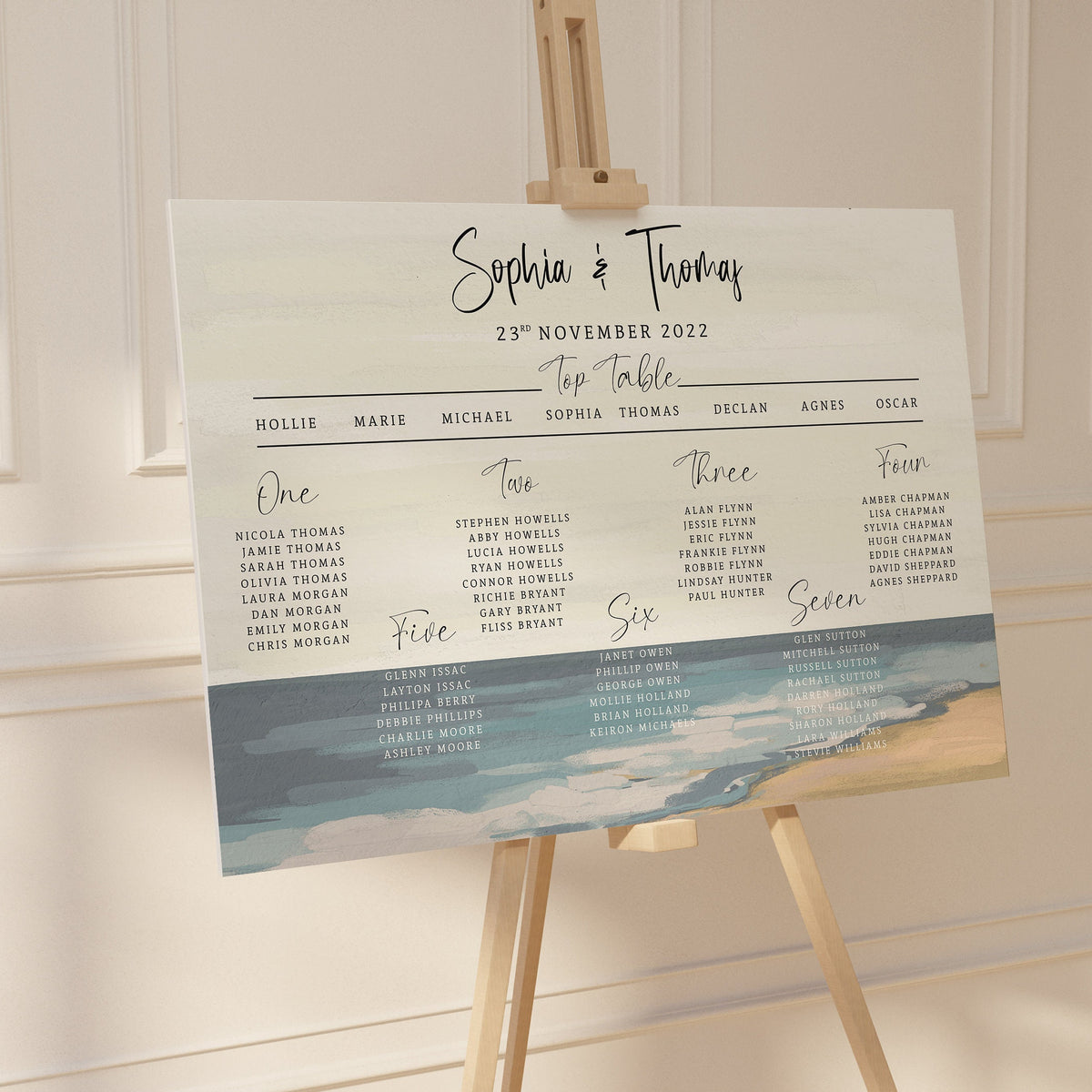 Coastal Beach Wedding Table Plan, Personalised Calligraphy Seating Plan, Wedding Seating Plan, Wedding Seating Sign, Beach Seating Chart.