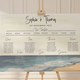 Coastal Beach Wedding Table Plan, Personalised Calligraphy Seating Plan, Wedding Seating Plan, Wedding Seating Sign, Beach Seating Chart.