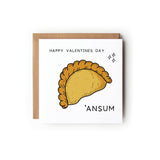 Happy Valentine Day 'Ansum, Cornish Pasty Card, Valentines Day Card, Card for Husband, Card for Boyfriend, Card for Wife, Simple Valentines.