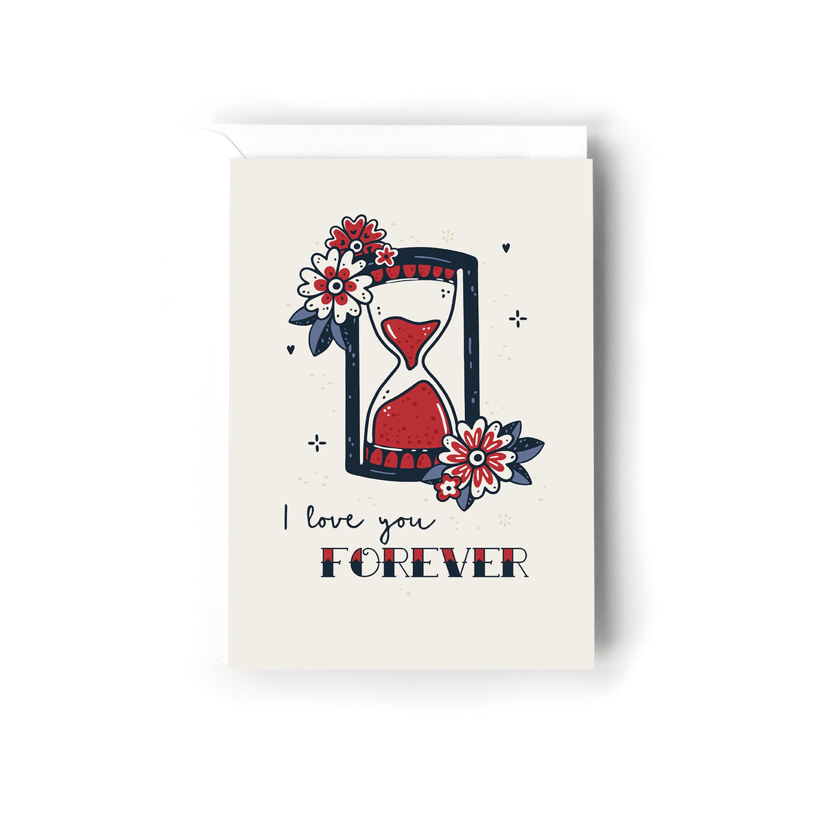 I Love You Forever Valentines Card, Retro Old Tattoo Style Card, Card for Wife, For Husband, For Boyfriend, Simple Valentines Day Card.
