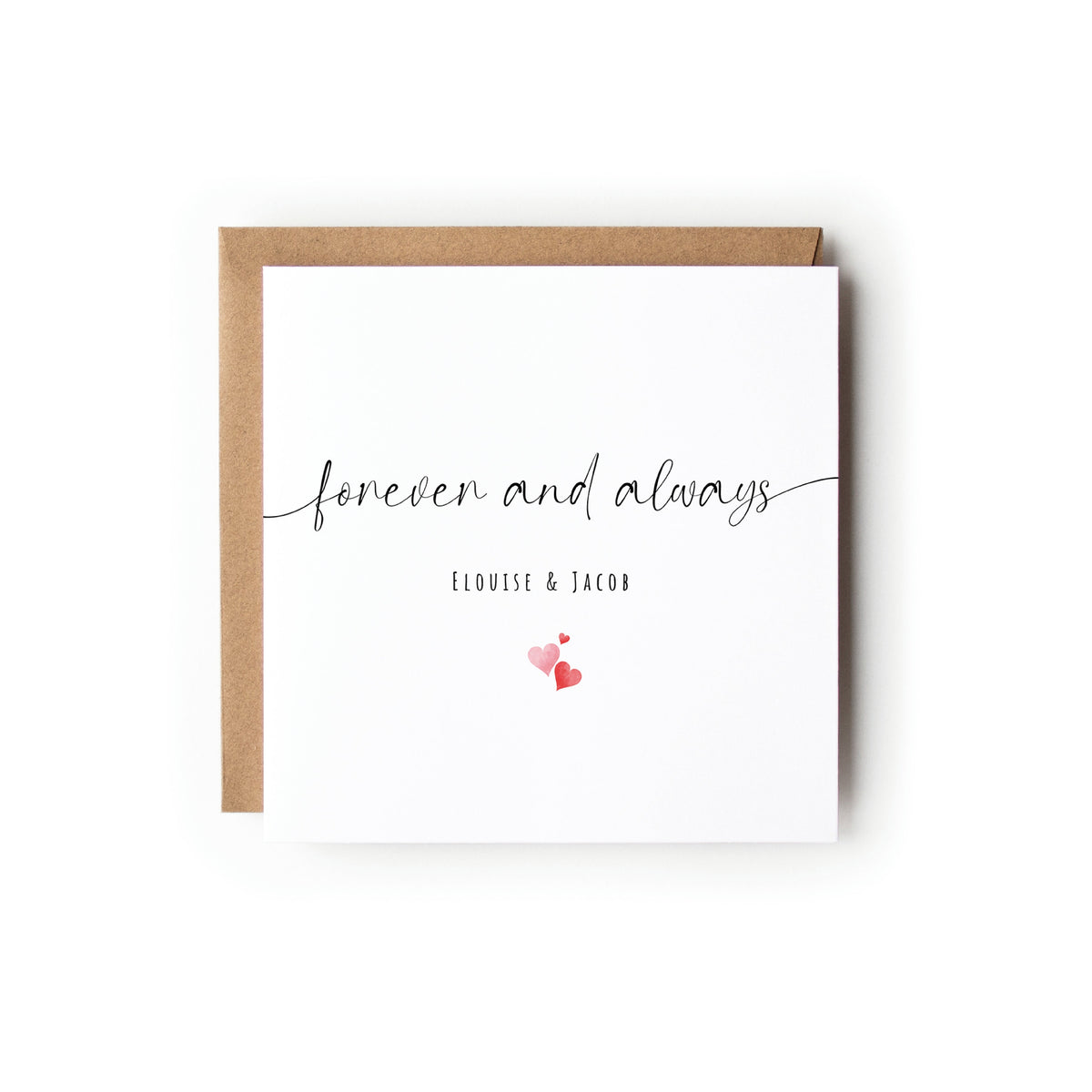 Forever And Always, Personalised Valentines Card, Card for Wife, For Husband, For Boyfriend, Simple Valentines Day Card.