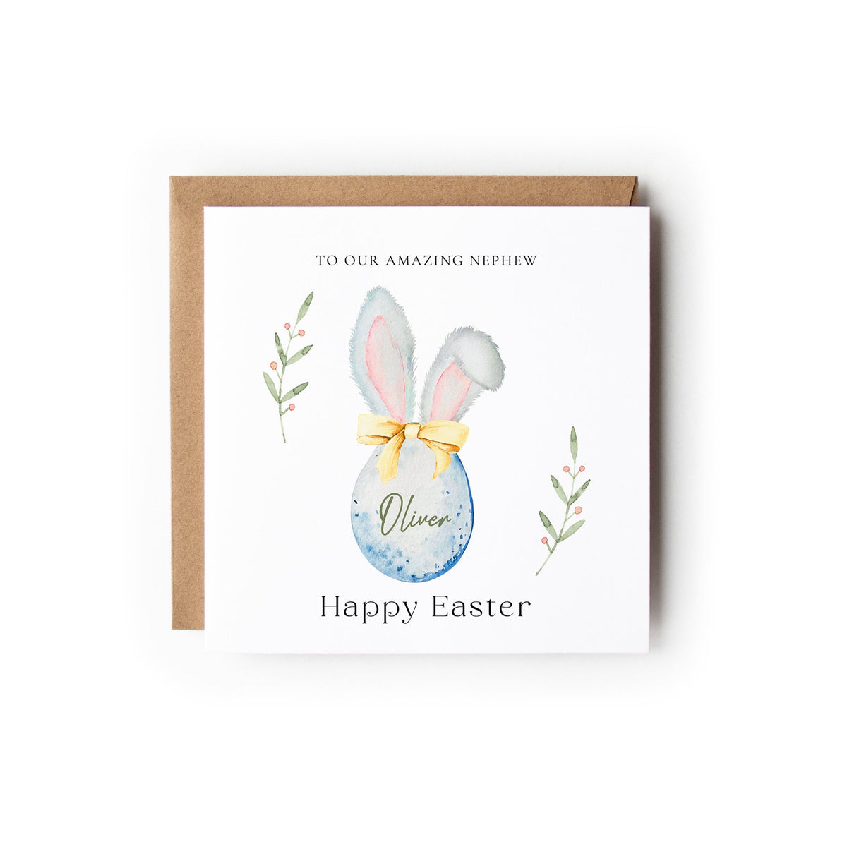 Personalised Easter Card, Niece Easter Card, Goddaughter, Granddaughter, Daughter, Bunny Ears, Easter Egg, Happy Easter.