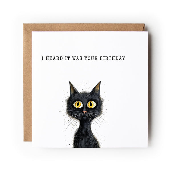 Cat Birthday Card, Black Cat, Funny Cat Card, Greeting Card, Birthday Card, Card for Cat Lover, Card For Her, Card For Him, Cat.
