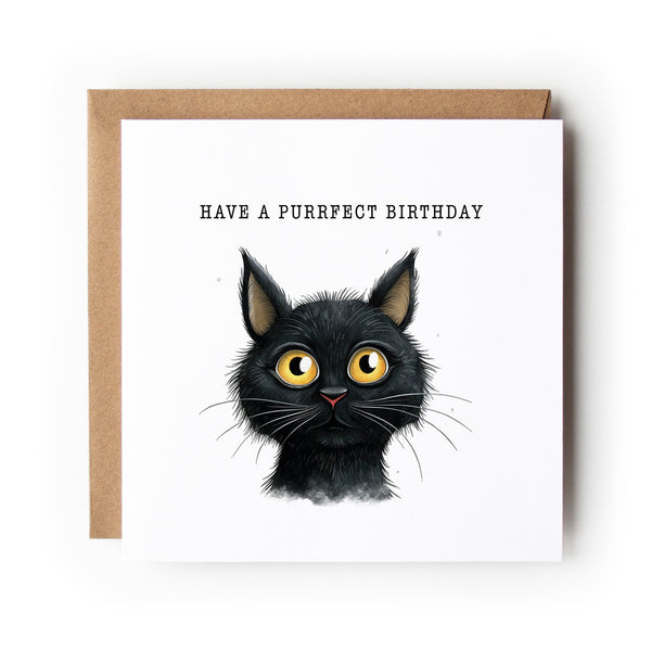 Cat Birthday Card, Black Cat, Funny Cat Card, Greeting Card, Birthday Card, Card for Cat Lover, Card For Her, Card For Him, Cat.