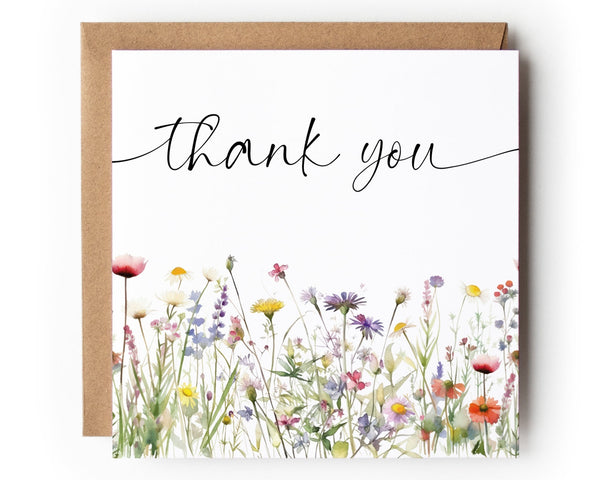 Wildflower Thank You Card, Thanks Card, Wildflower Card