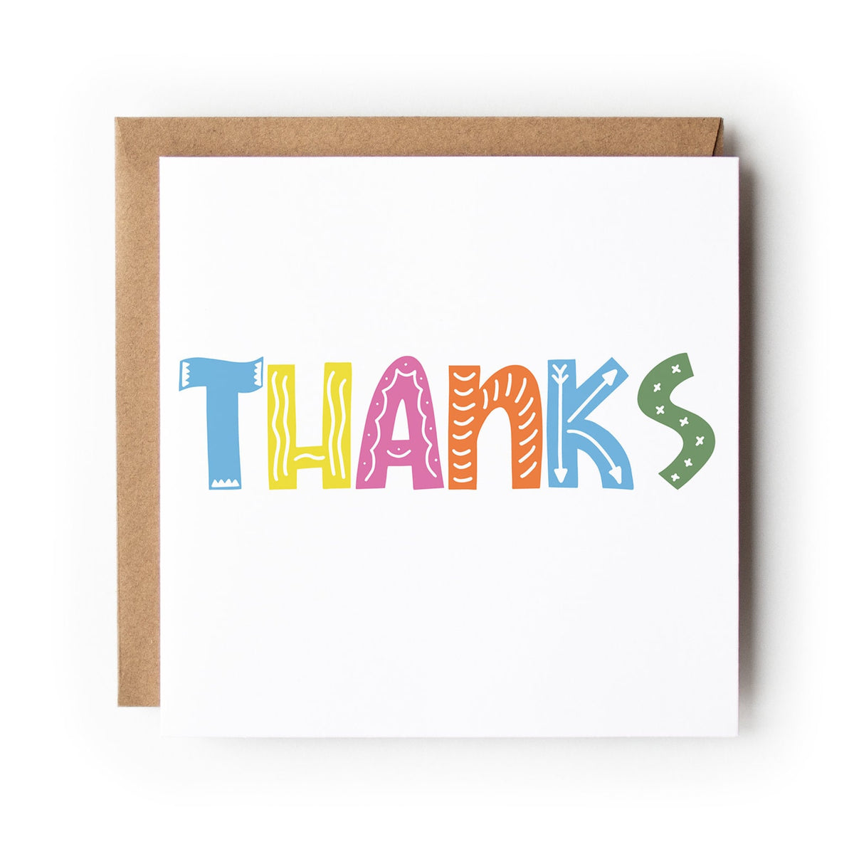 Thank You Card, Thanks Card, Multicoloured Thank You Card
