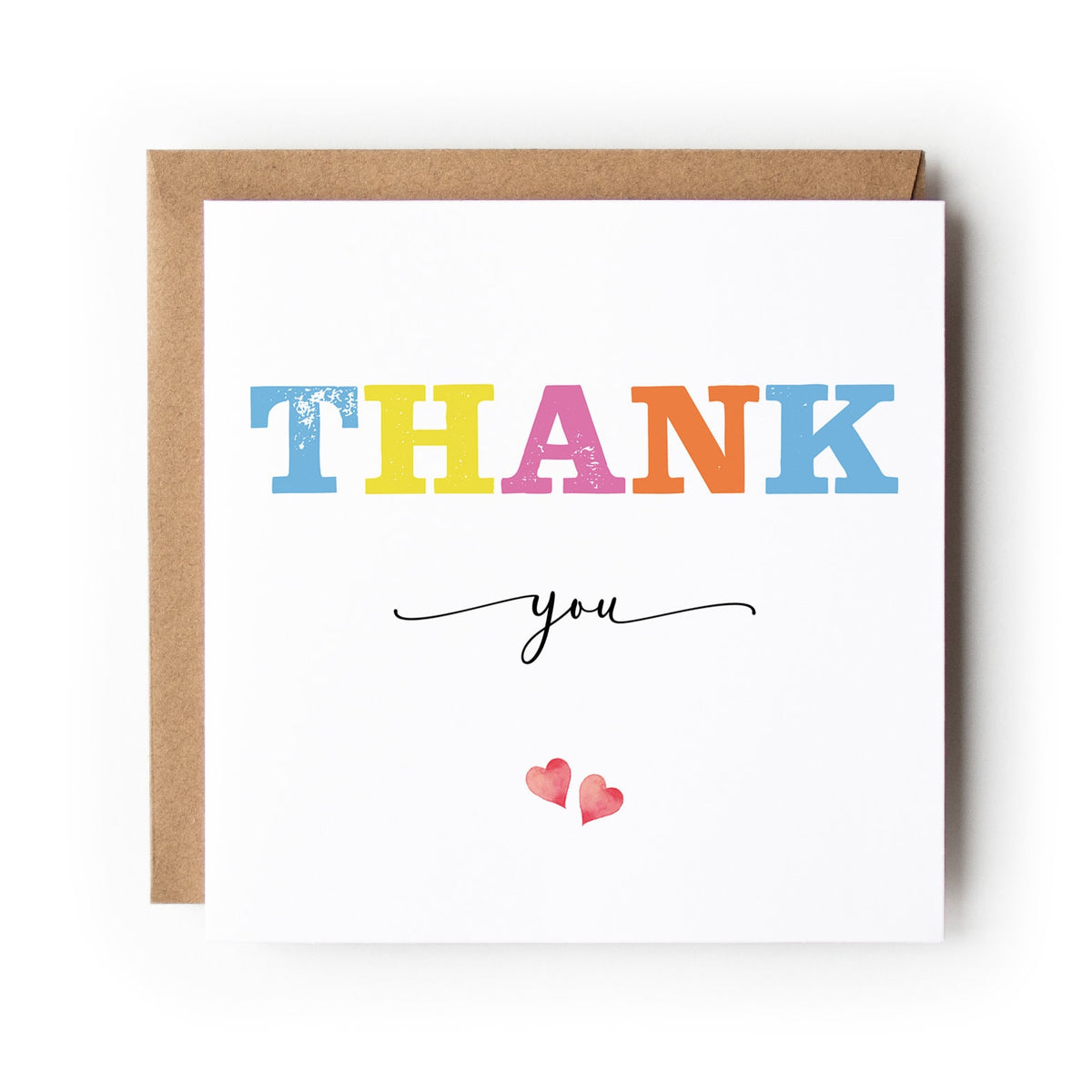 Thank You Card, Thanks Card, Multicoloured Thank You Card
