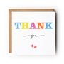 Thank You Card, Thanks Card, Multicoloured Thank You Card